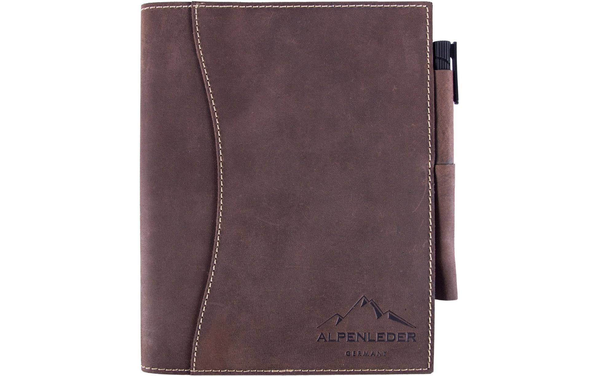 Alpenleder Notizbuch, A5, liniert, Spiralbindung – braun