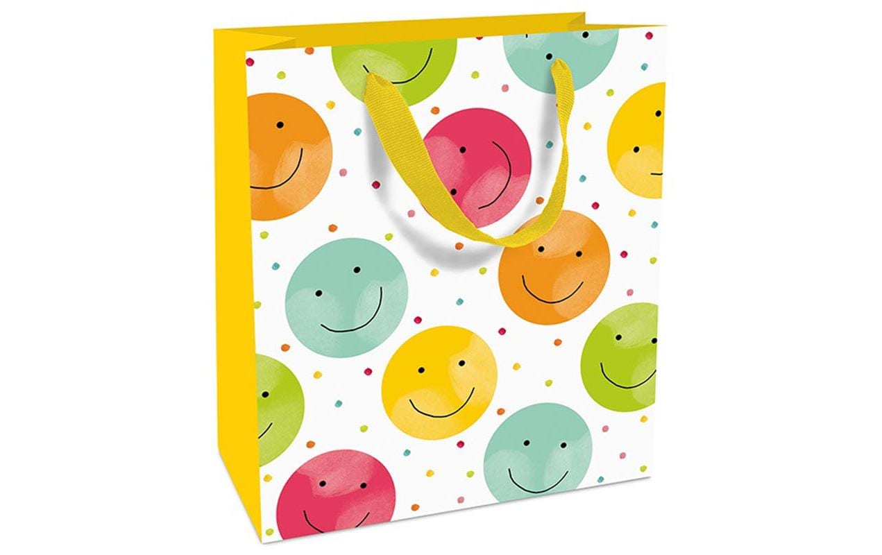 Braun + Company Tragetasche Everyday – Happy Smileys – Papier, teillackiert – 260 × 360 × 130 mm – mehrfarbig