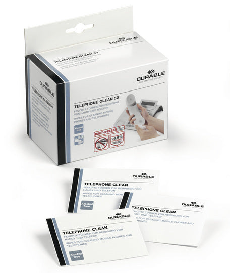 Durable Reinigungstücher Telephone Clean – für Bildschirme, Kunststoffe – 50 Stk.