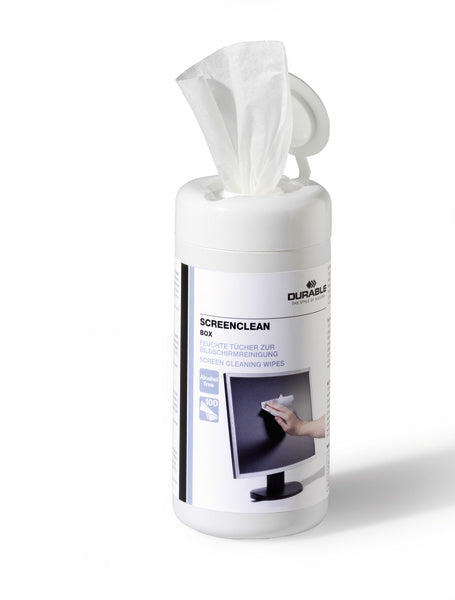 Durable Reinigungstücher, alkoholfrei, streifenfrei – für Bildschirme, 100 Stk., eco:smart, eco:plus