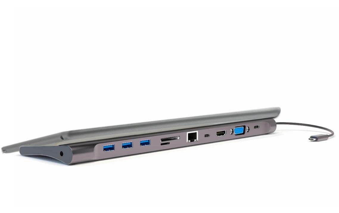 4smarts 11in1 Multiport-Adapter – USB-C, 1× HDMI, 1× VGA, 3× USB-A, 100 W PD, GbE, für USB-C-Geräte