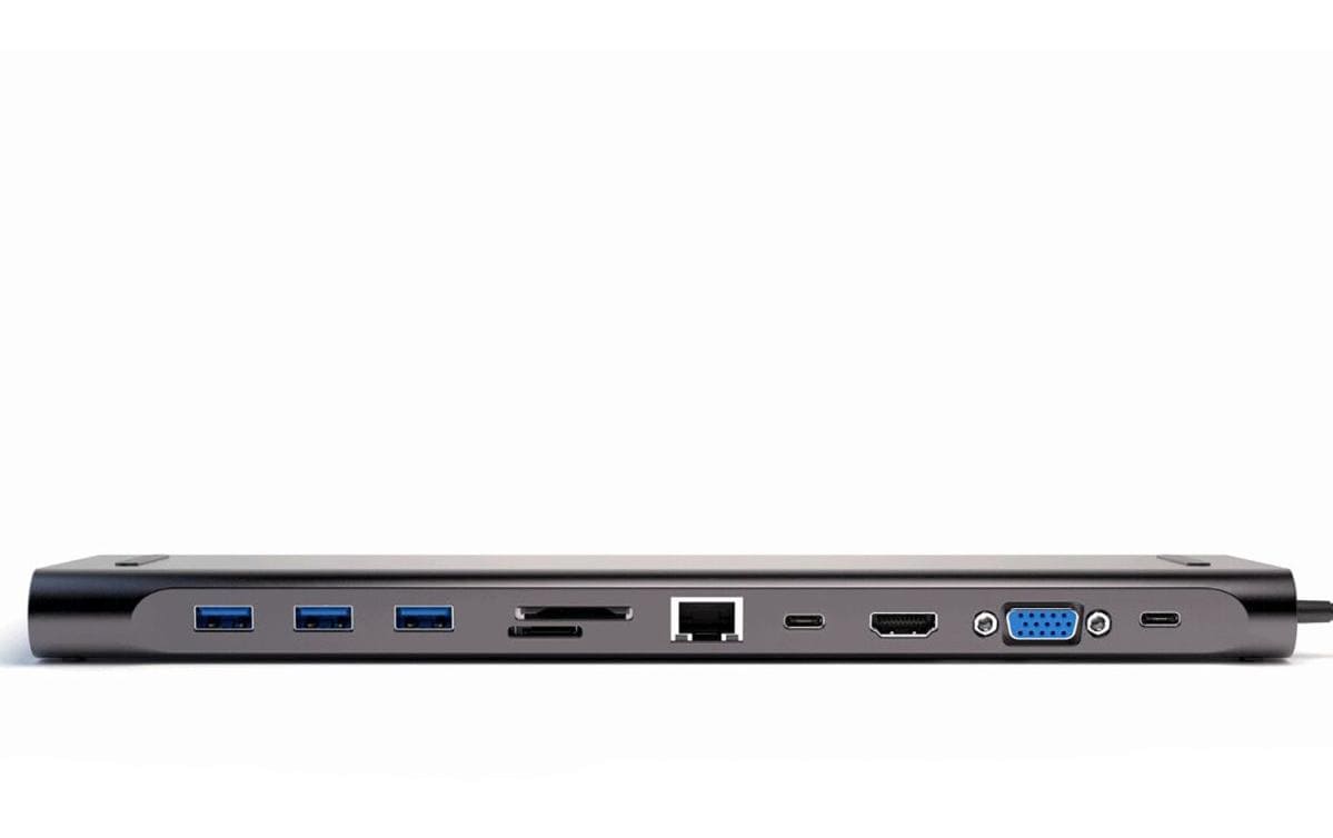 4smarts 11in1 Multiport-Adapter – USB-C, 1× HDMI, 1× VGA, 3× USB-A, 100 W PD, GbE, für USB-C-Geräte