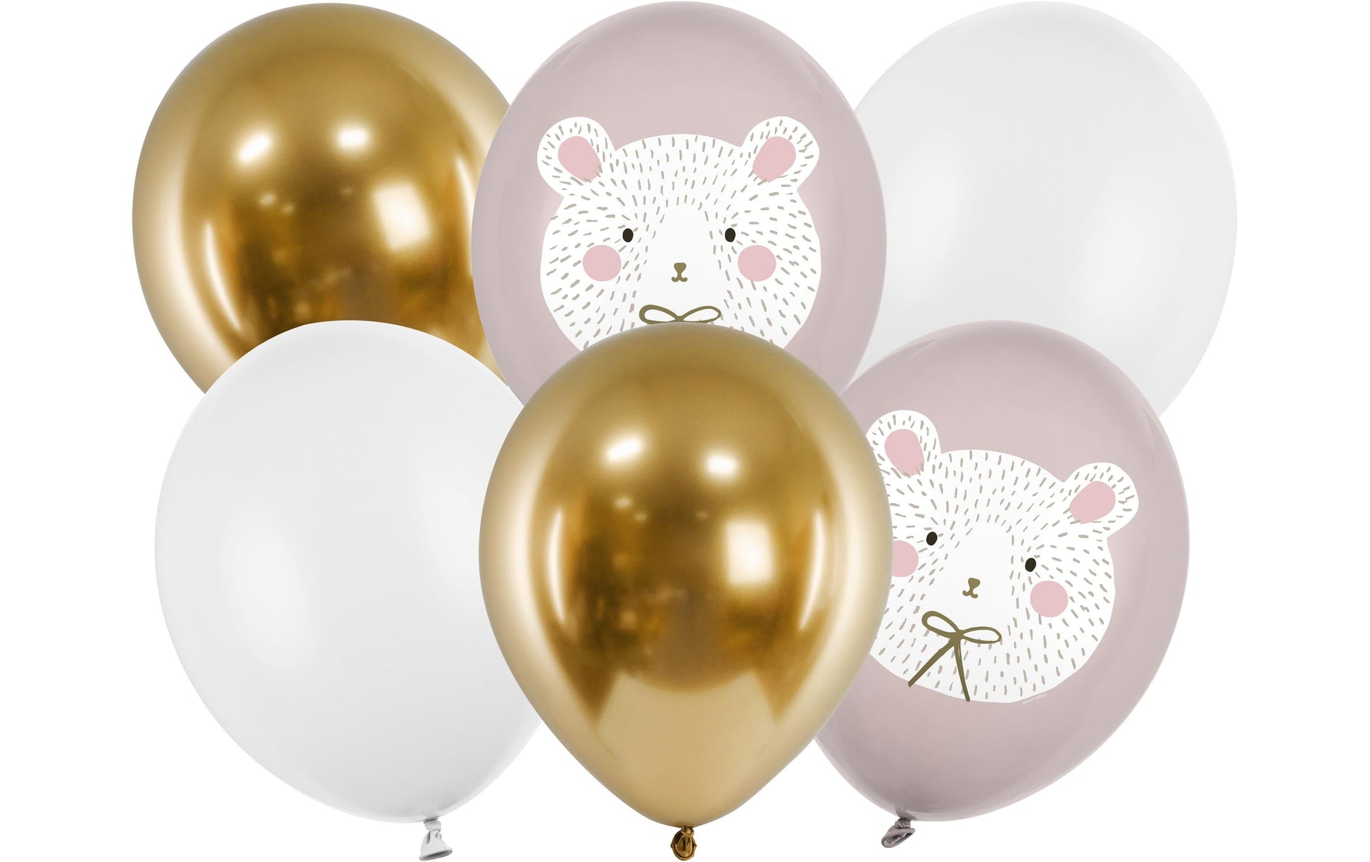 PartyDeco Luftballons Eisbär – Weiss – Ø 30 cm – Latex – 6 Stk