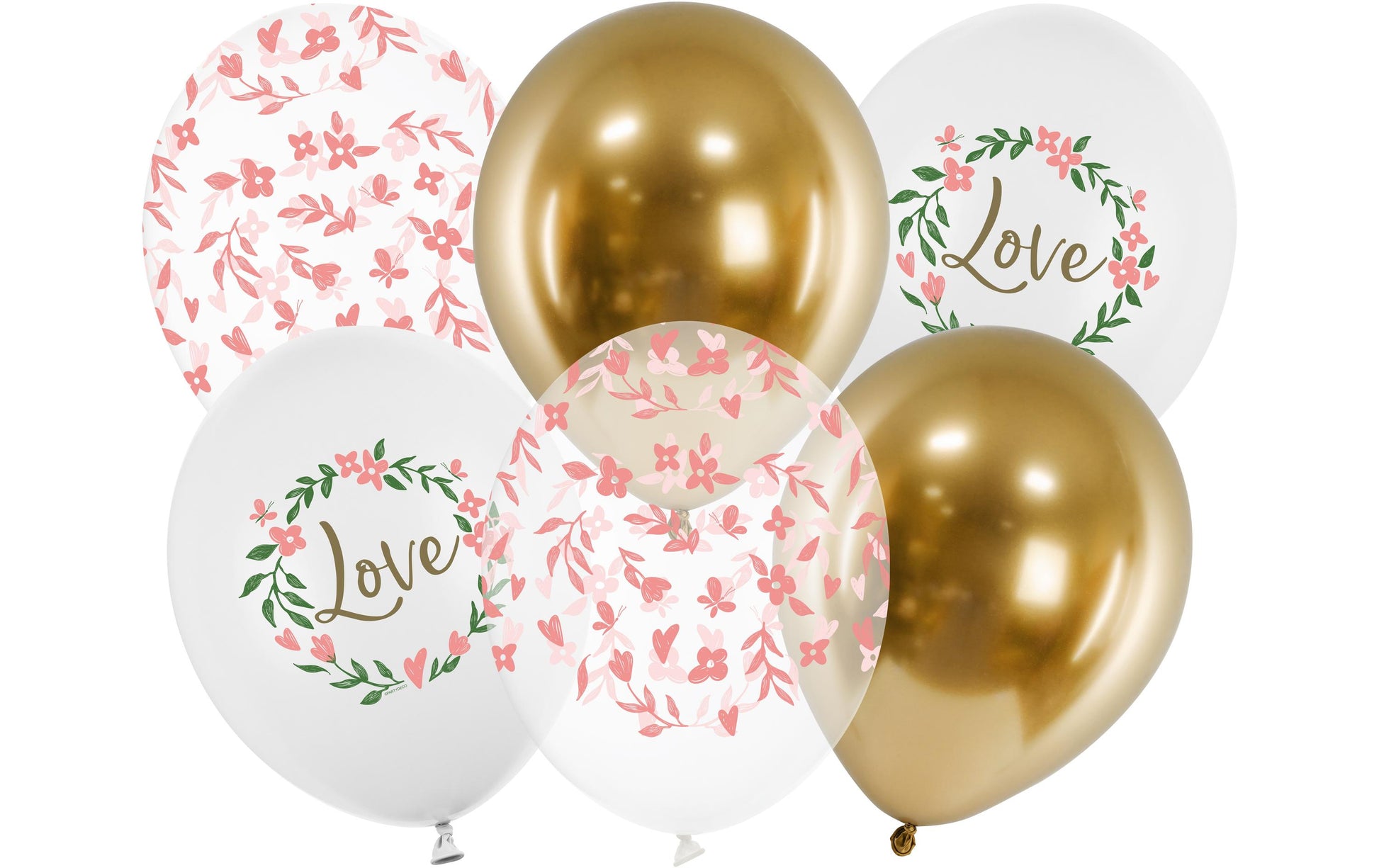 PartyDeco Luftballons Love – Weiss – Ø 30 cm – Latex – 6 Stk