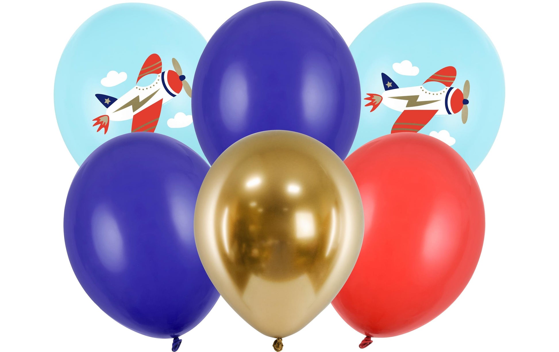 PartyDeco Luftballons Flugzeug – mehrfarbig – Ø 30 cm – Latex – 6 Stk