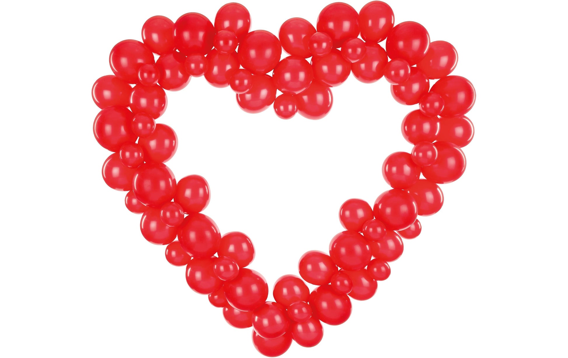 PartyDeco Luftballon aus Naturkautschuk, Rot, Herzmotiv, 1660 × 1600 mm, 68 Stück