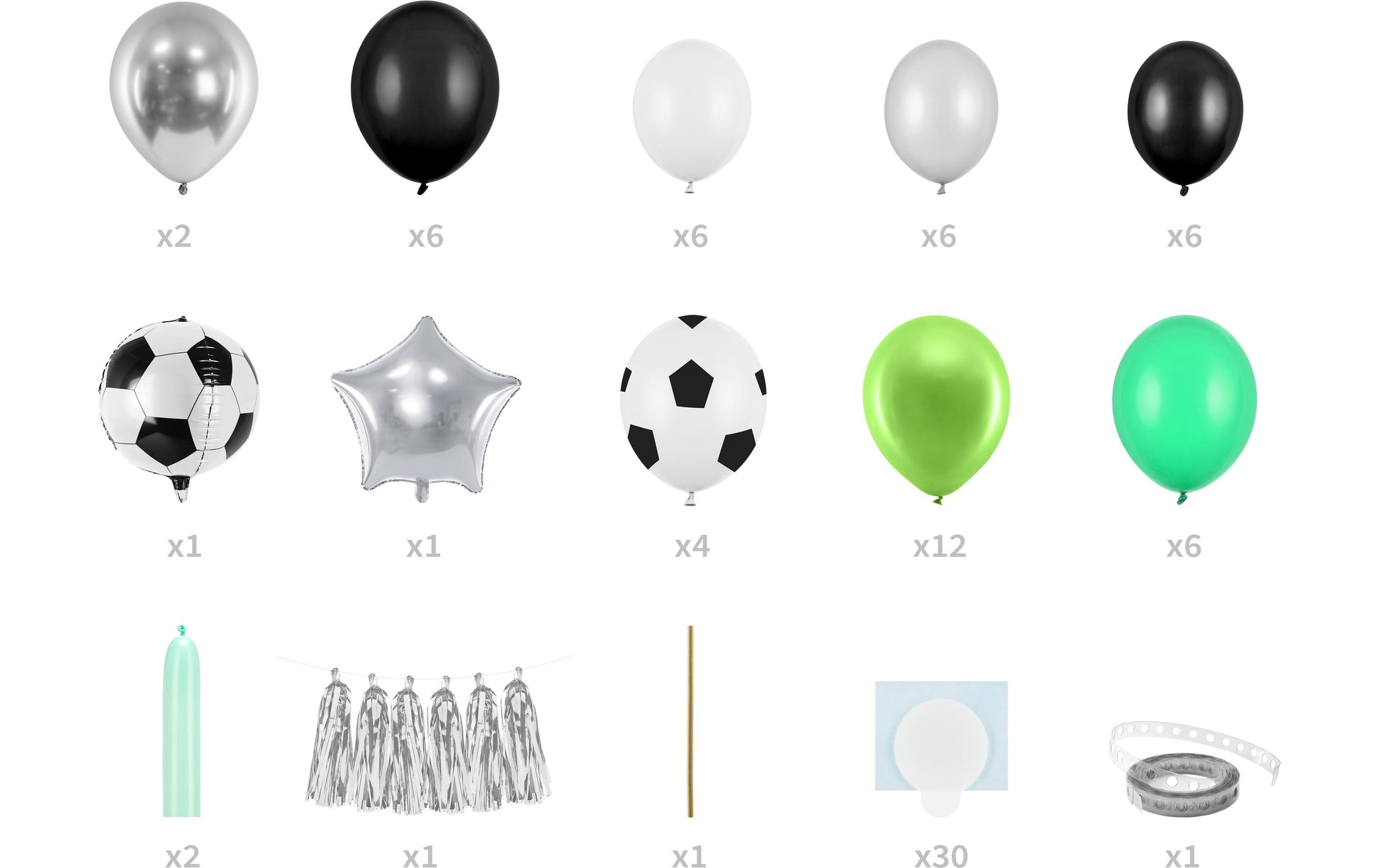 PartyDeco Fussball Luftballons – Grün – 150 × 126 cm – Latex – 1 Stück – Girlande