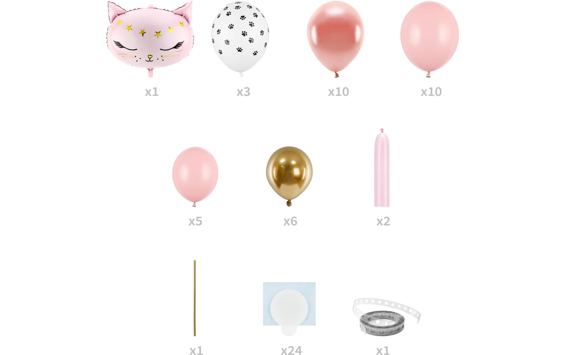 PartyDeco Modellierballons Katze – rosa – 83 × 140 cm – Latex – 1 Stk