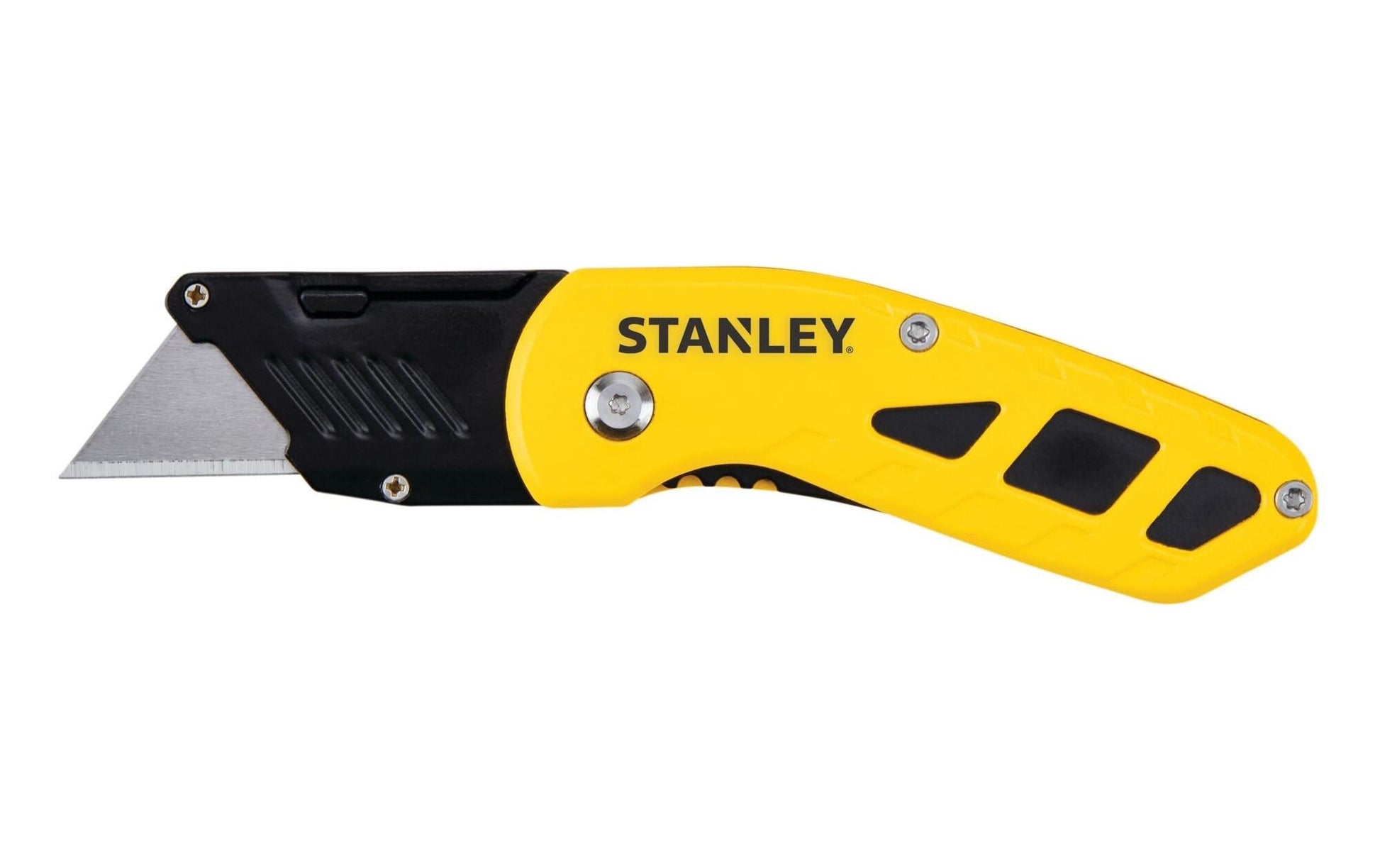 Stanley Einziehbares Trapezmesser, Aluminium-Druckguss, Klingenmagazin, Schwarz, 1 Stk.
