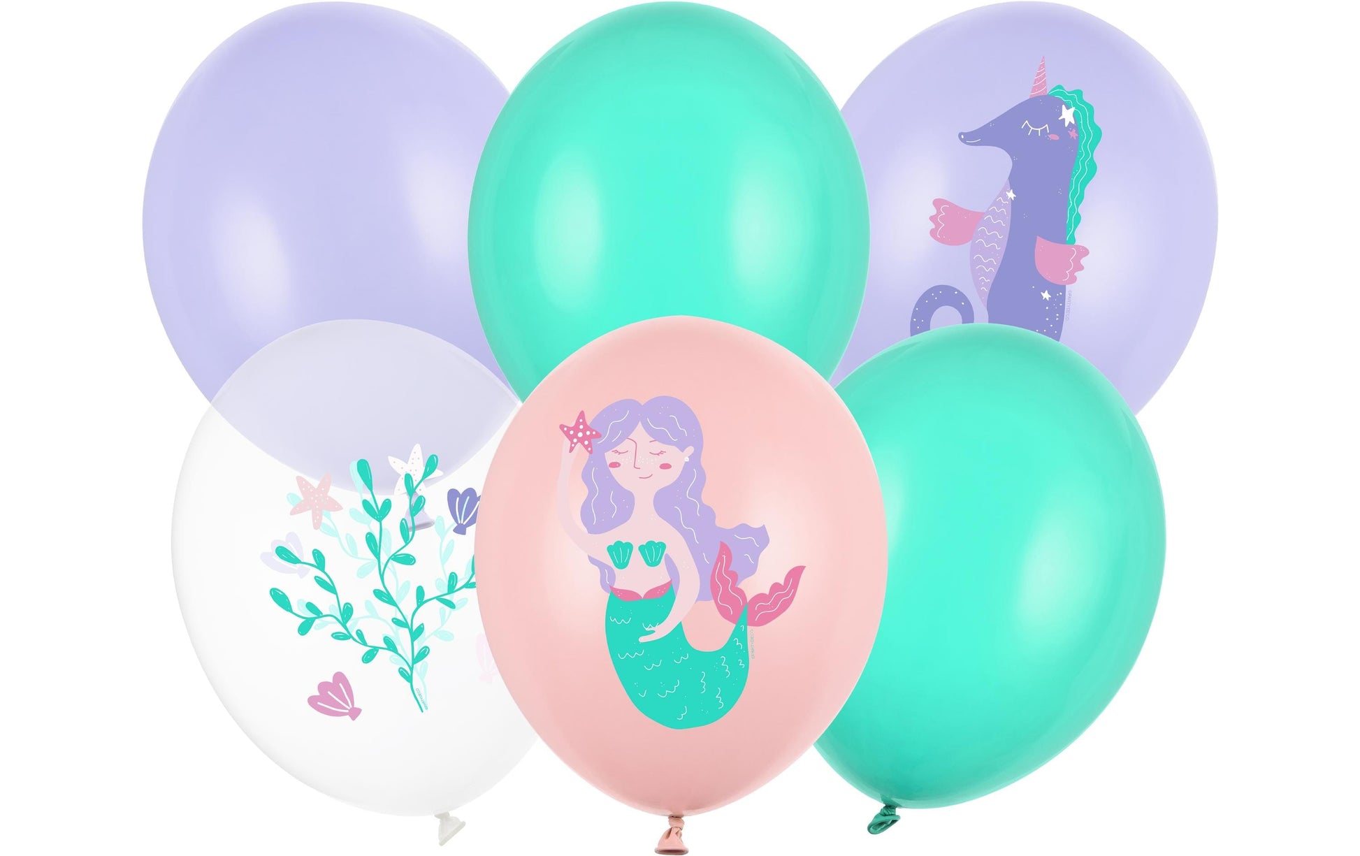 PartyDeco Luftballons Meerestiere – Grün – Ø 30 cm – Latex – 6 Stk