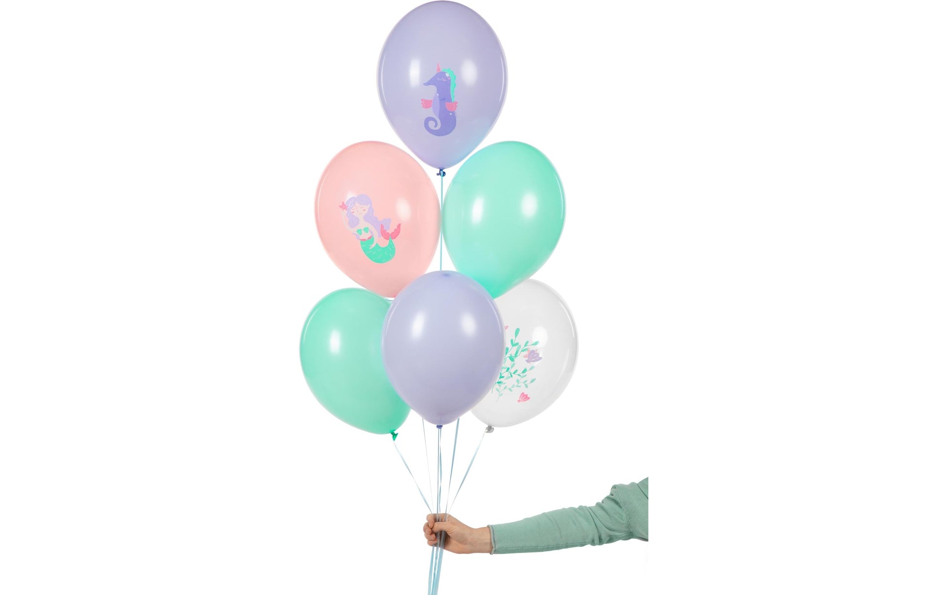 PartyDeco Luftballons Meerestiere – Grün – Ø 30 cm – Latex – 6 Stk