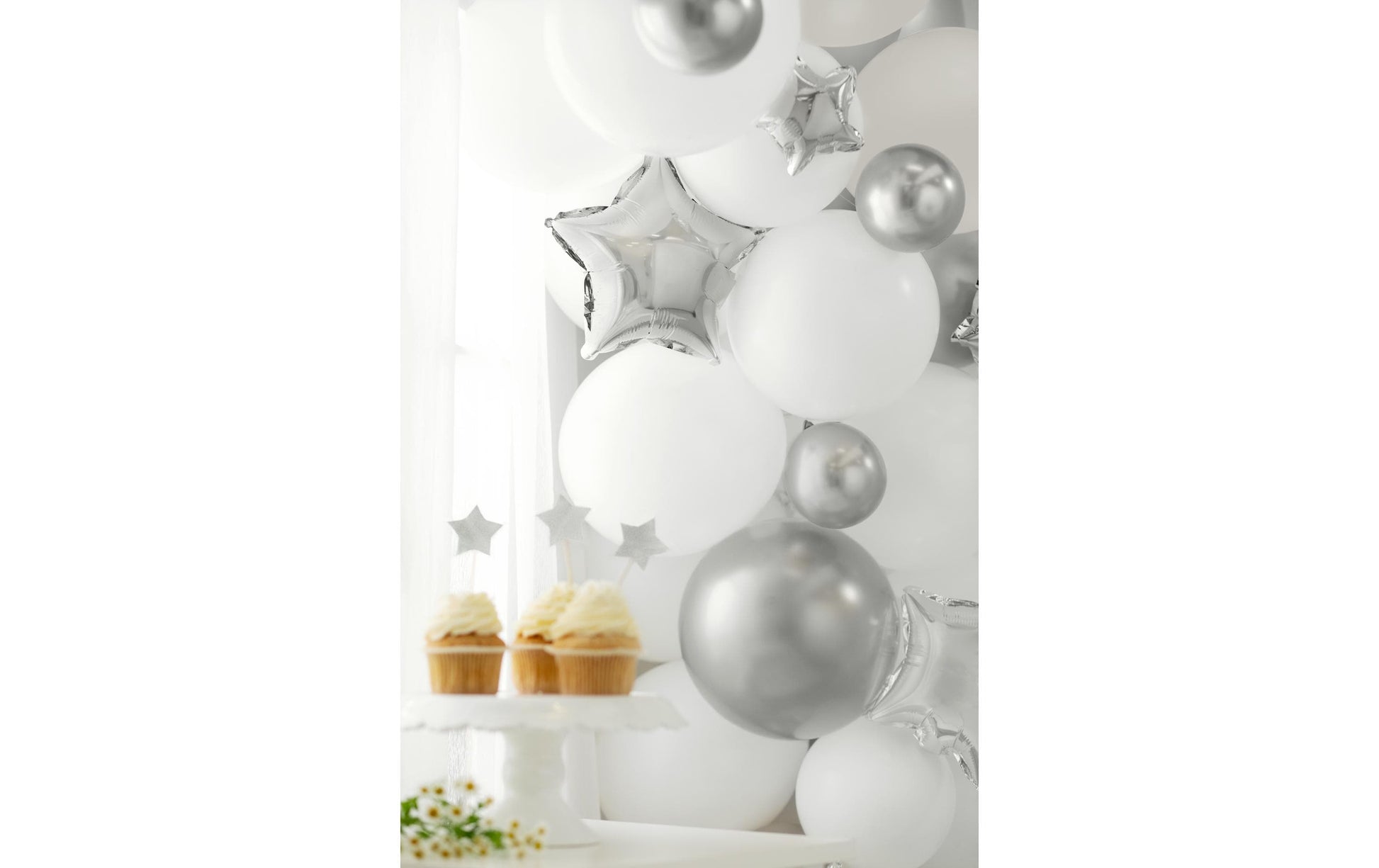 PartyDeco Luftballons – Silber – Ø 12 cm – Latex – 50 Stk