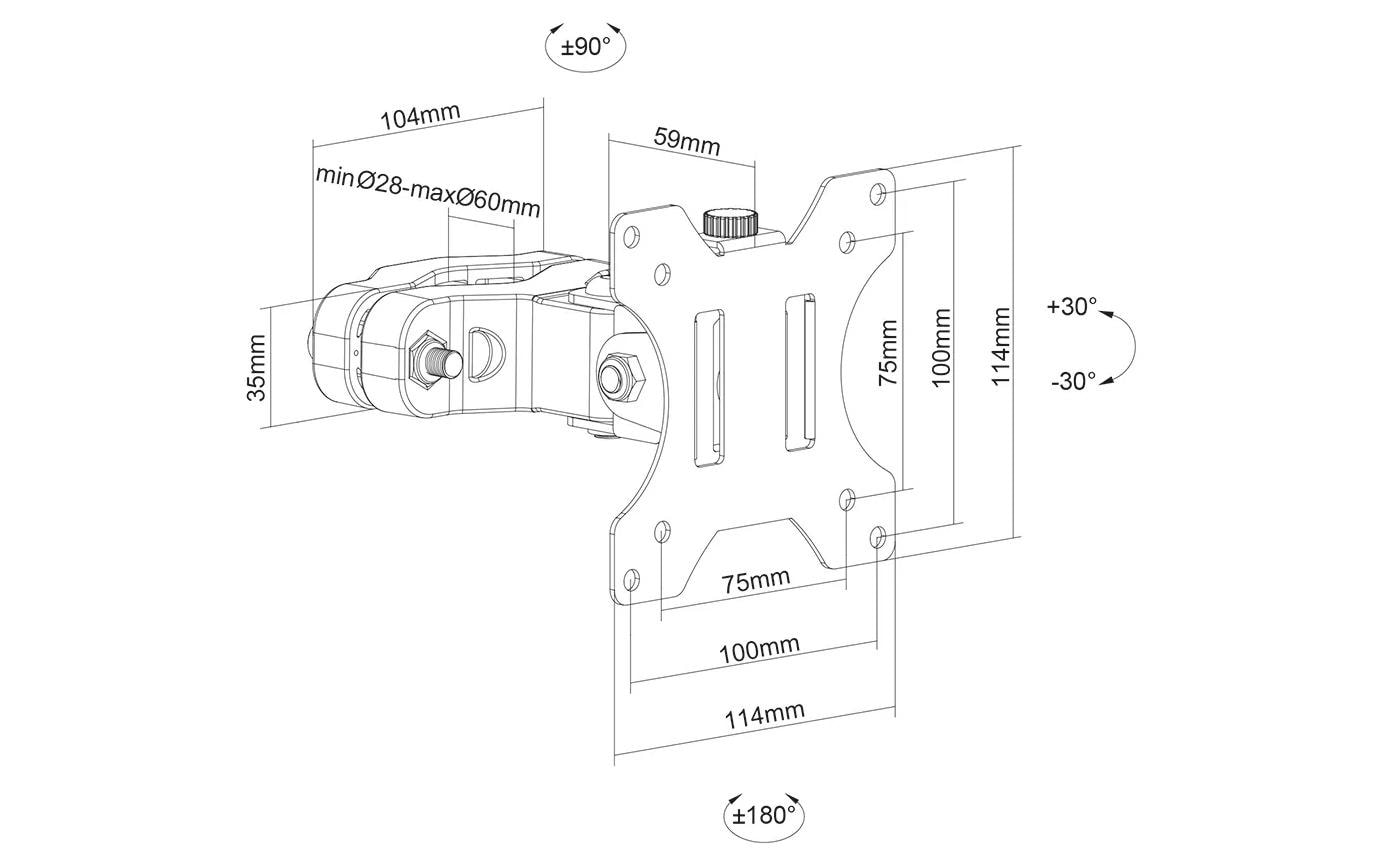 Neomounts Säulenhalterung – Vollbeweglich – 17–32" – VESA 75×75–100×100 – bis 8 kg – für Ø 28–60 mm