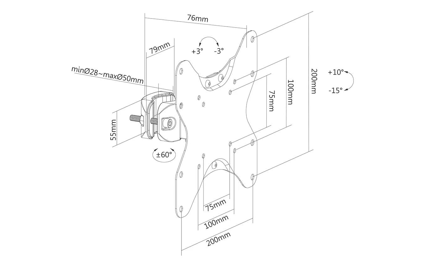 Neomounts Säulenhalterung – Vollbeweglich – 23–42" – VESA 75×75–200×200 – bis 25 kg, für Ø 28–50 mm