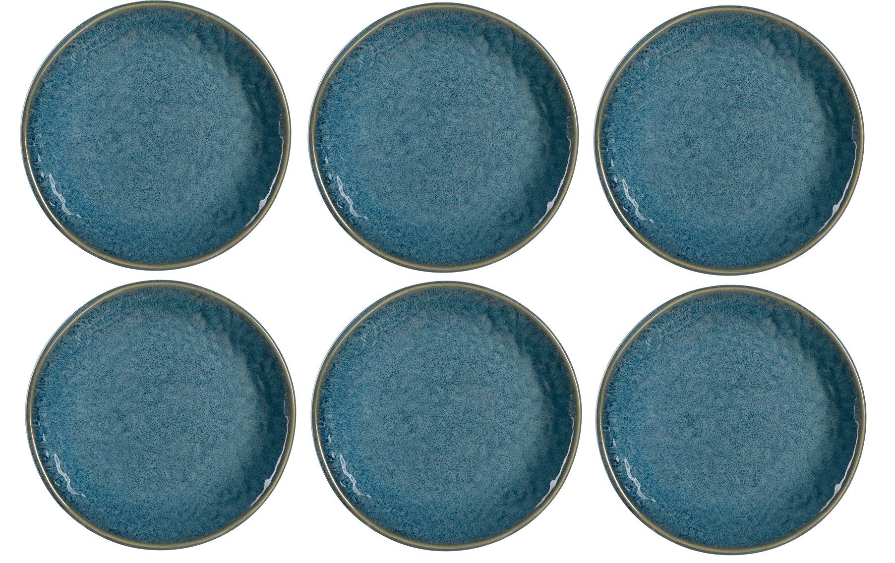 LEONARDO Frühstücksteller – Keramik, Blau, Spülmaschinenfest, Mikrowellenfest, Ø 16,0 cm, 6 Stück