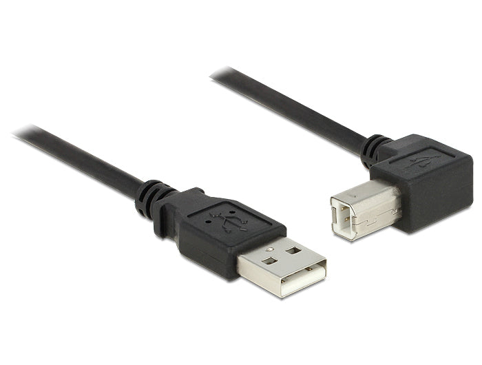 DeLOCK USB-A auf USB-B Kabel – USB 2.0 (480 Mbit/s) – 3 m – Abgewinkelt – Schwarz