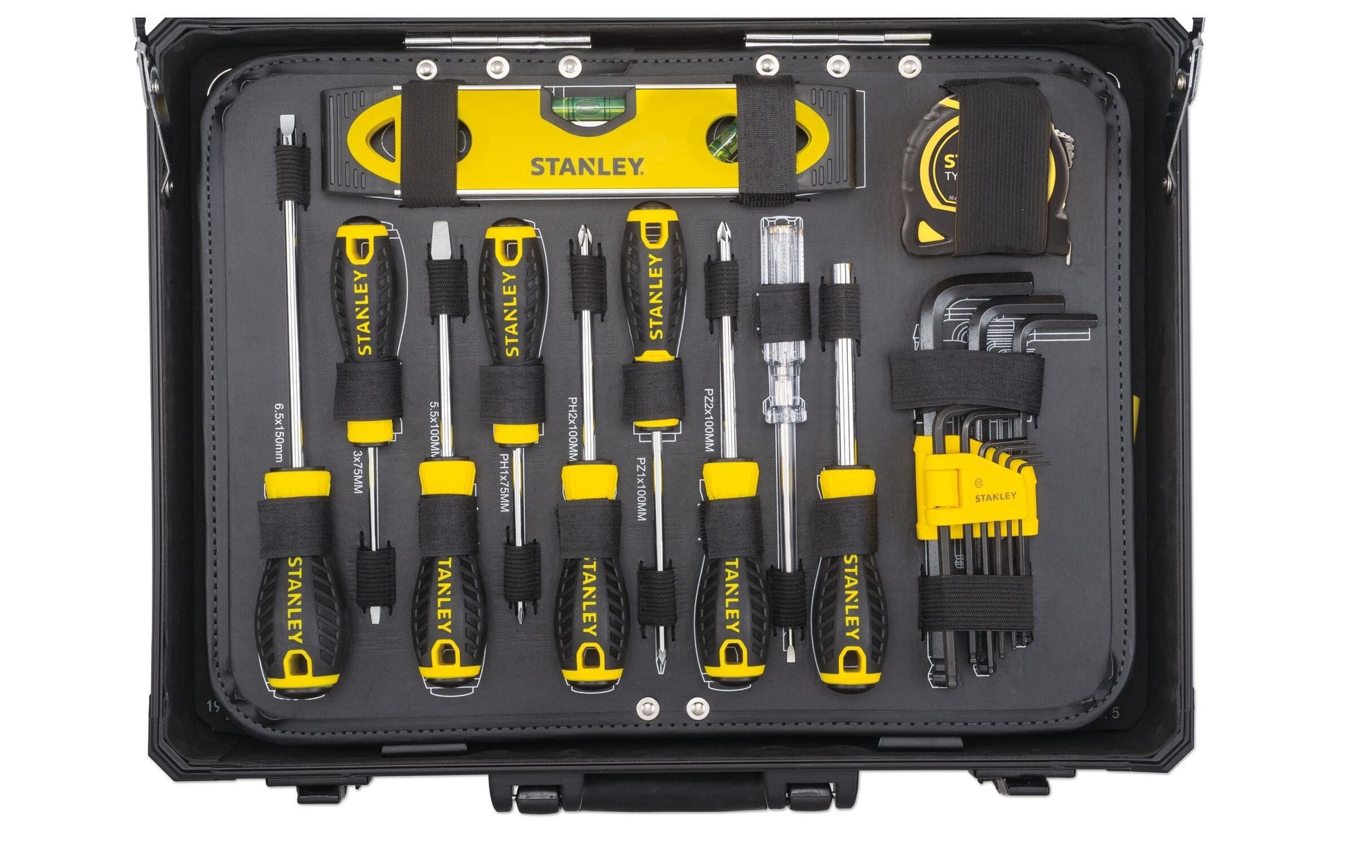 Stanley Reparatur-Toolkit – 61 Bits, 8 Schraubendreher – Schwarz, Gelb – 142 Stück