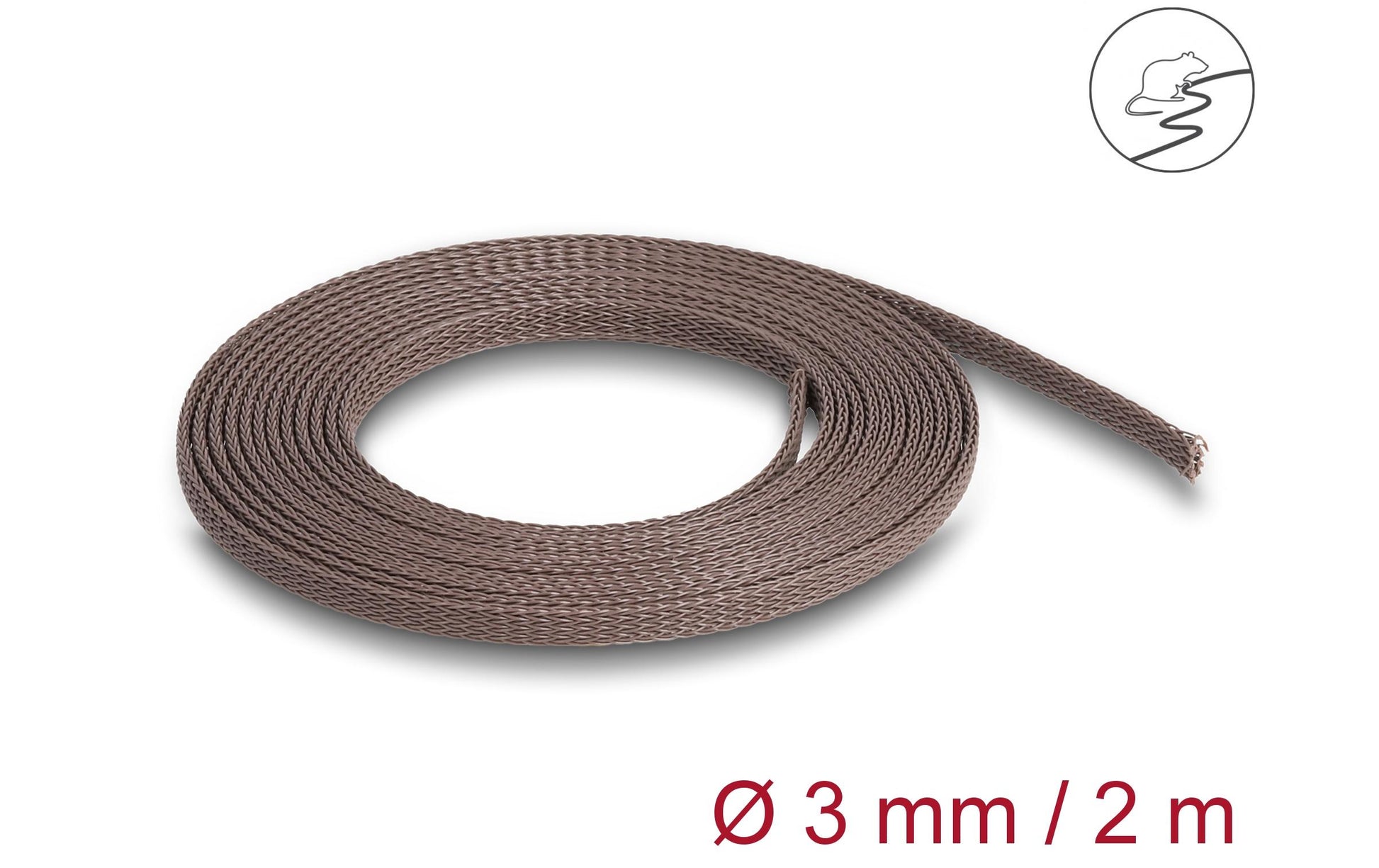 DeLOCK Kabelschlauch Ø 3 mm, 2 m, wiederverwendbar – Braun
