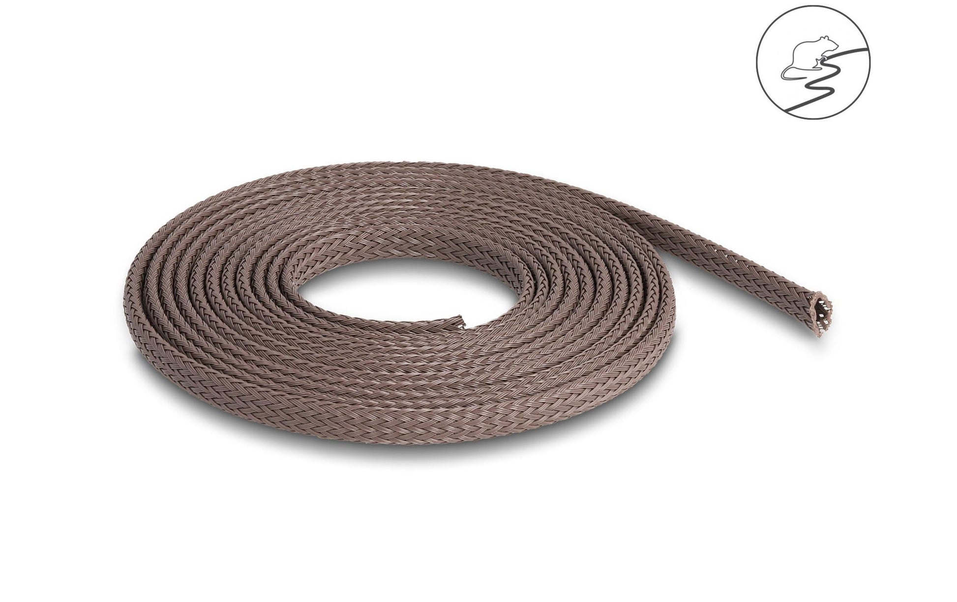 DeLOCK Kabelschlauch Ø 6 mm × 2 m, nagerfest, zuschneidbar – braun