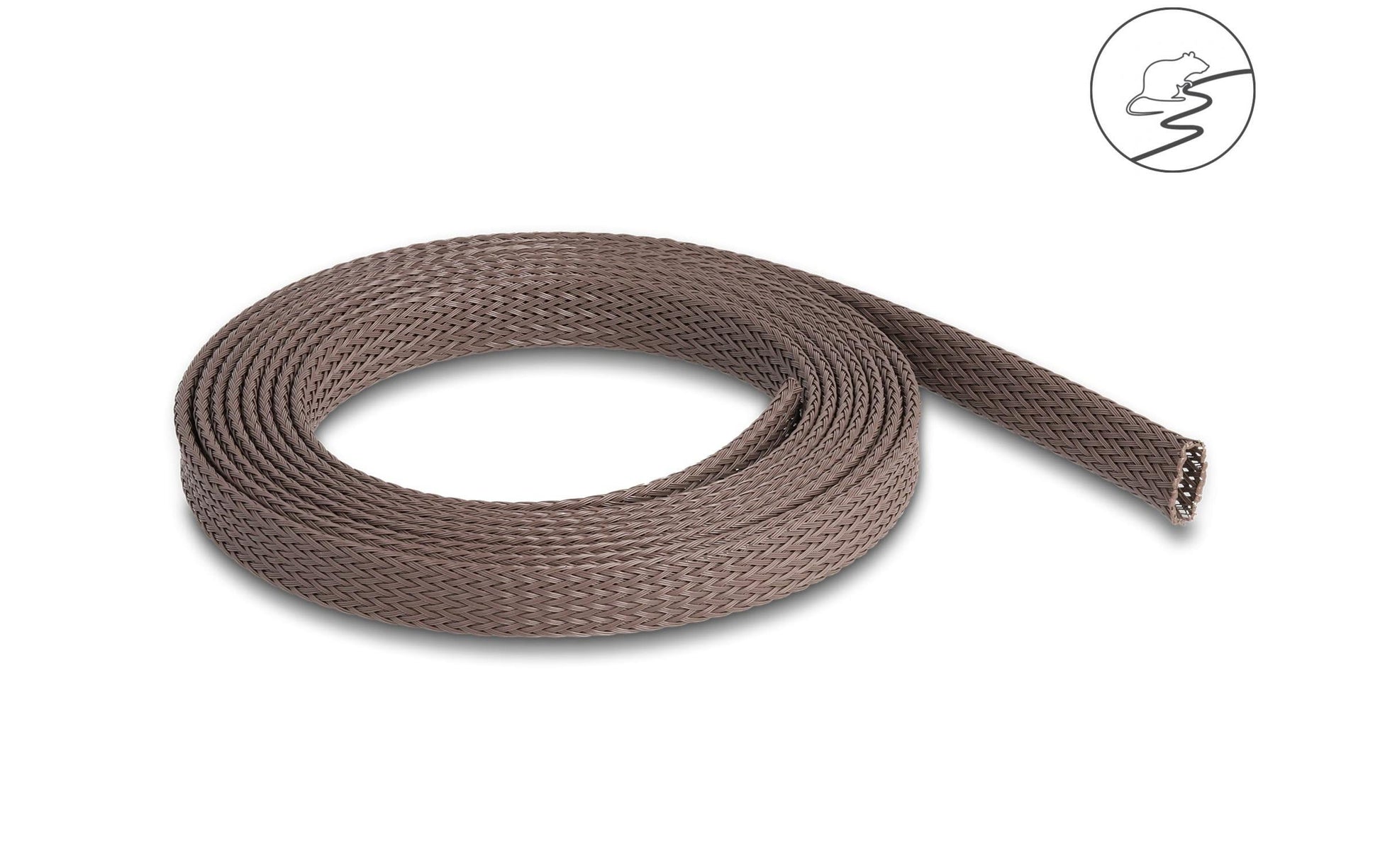 DeLOCK Kabelschlauch Ø 8–20 mm × 2 m, elastisch, nagerfest – braun