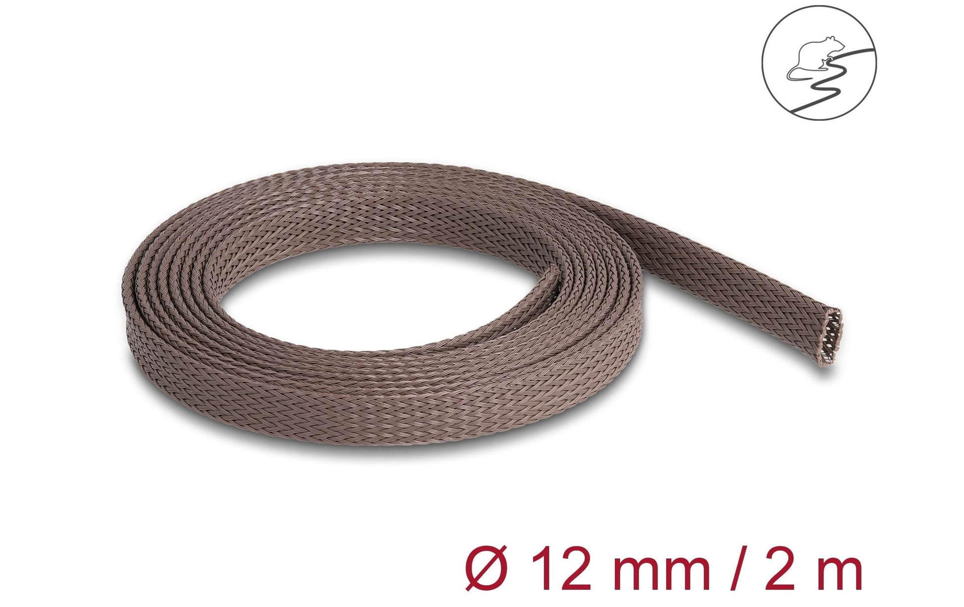 DeLOCK Kabelschlauch Ø 8–20 mm × 2 m, elastisch, nagerfest – braun
