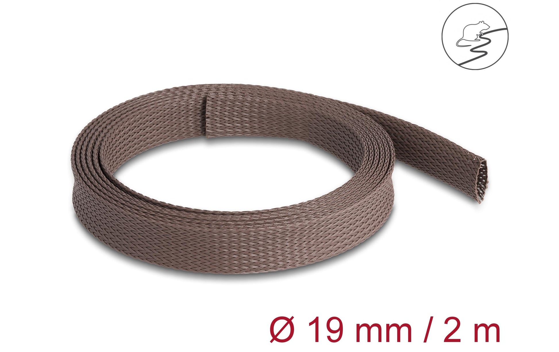 DeLOCK Kabelschlauch – Ø 19 mm, 14–30 mm – 2 m – Polyester – Braun