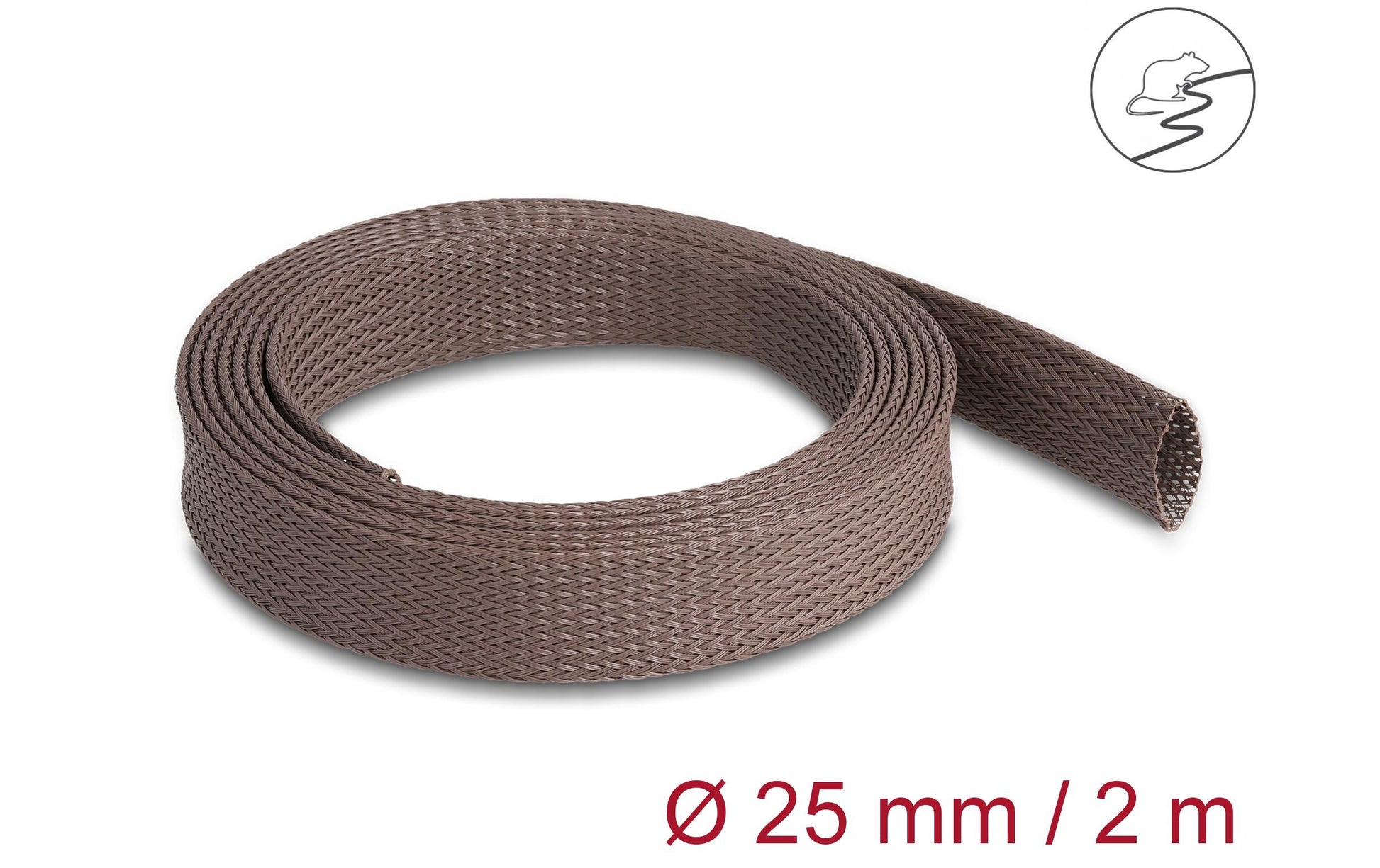 DeLOCK Kabelschlauch, Ø 25 mm, 2 m, elastisch, nagerfest – braun