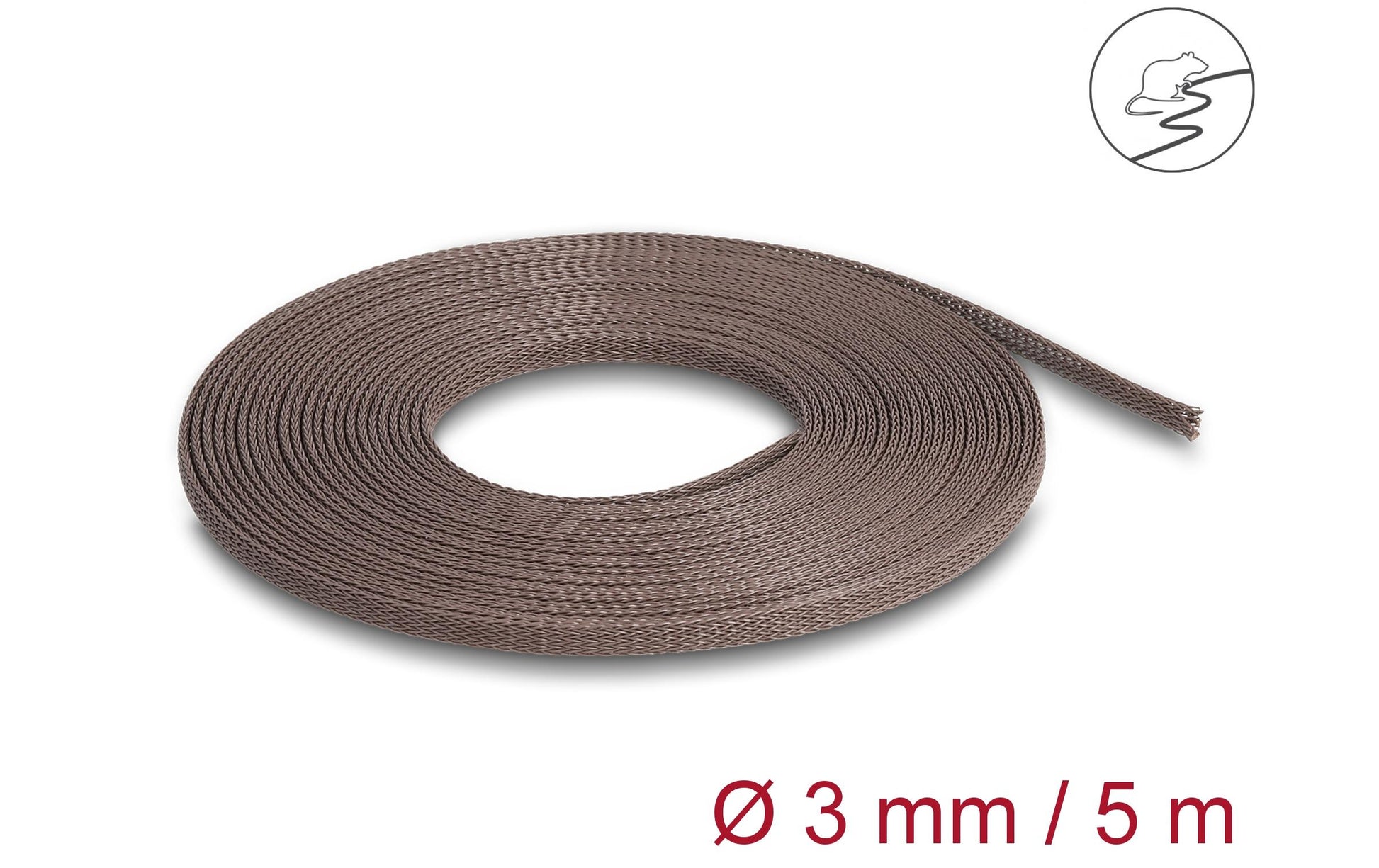 DeLOCK Kabelschlauch, Ø 3 mm × 5 m, zuschneidbar – braun