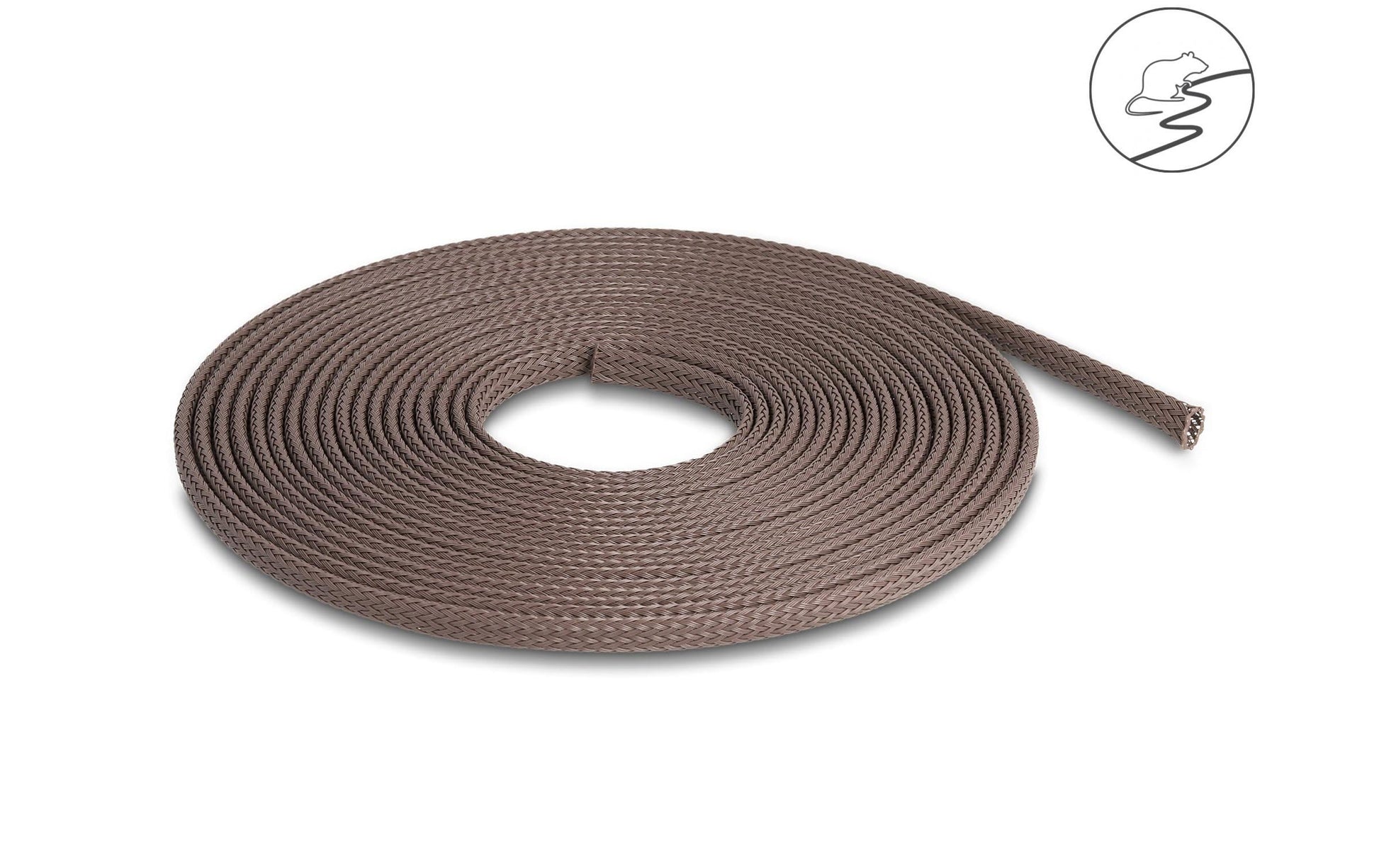 DeLOCK Kabelschlauch Ø 3–9 mm, 5 m, dehnbar, nagerfest – braun