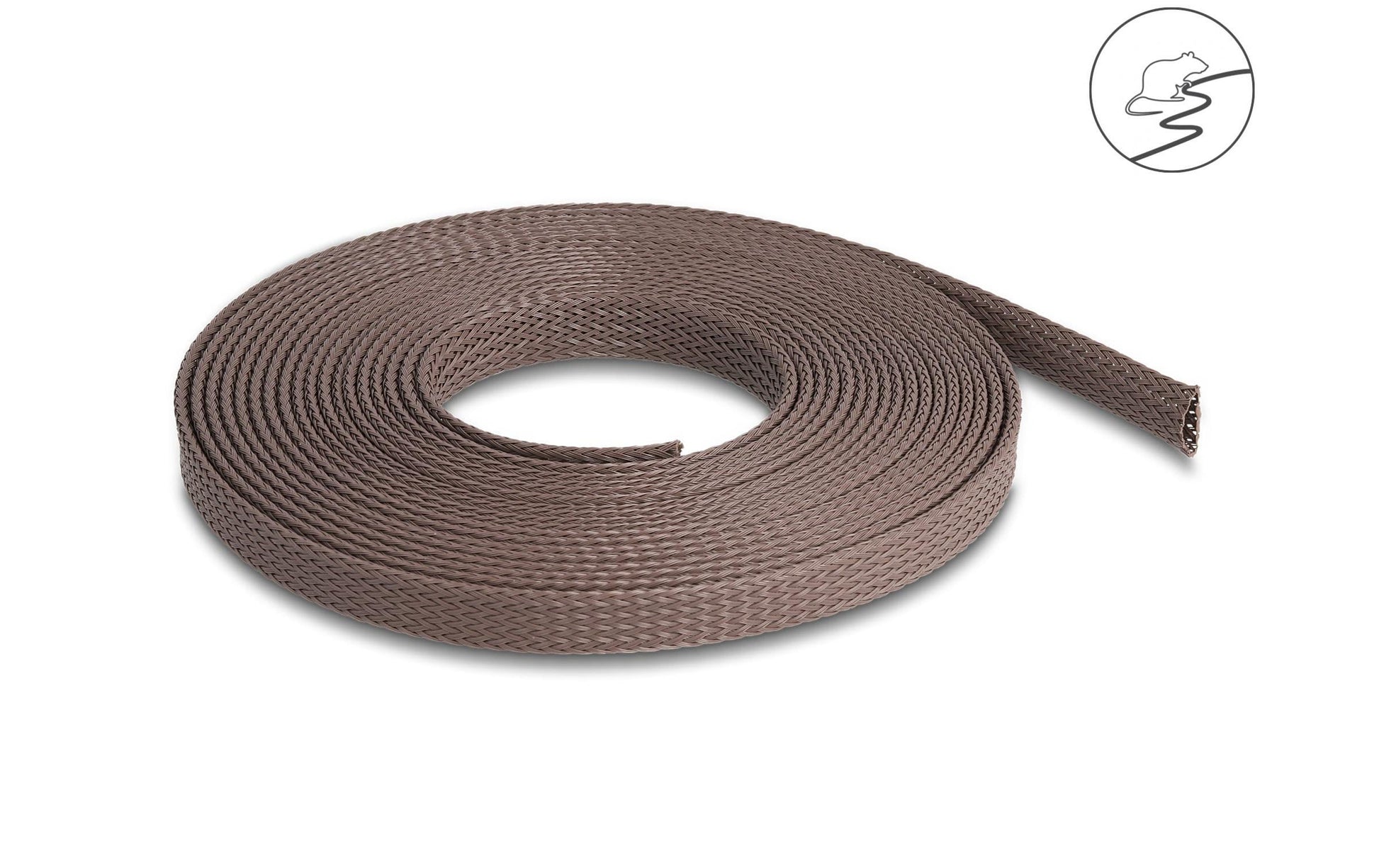 DeLOCK Kabelschlauch, Ø 12 mm, 5 m, elastisch, nagerfest, dehnbar – braun