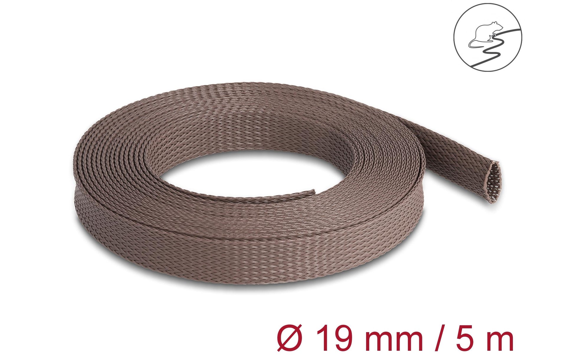 DeLOCK Kabelschlauch, Ø 14–30 mm, 5 m, zuschneidbar – braun
