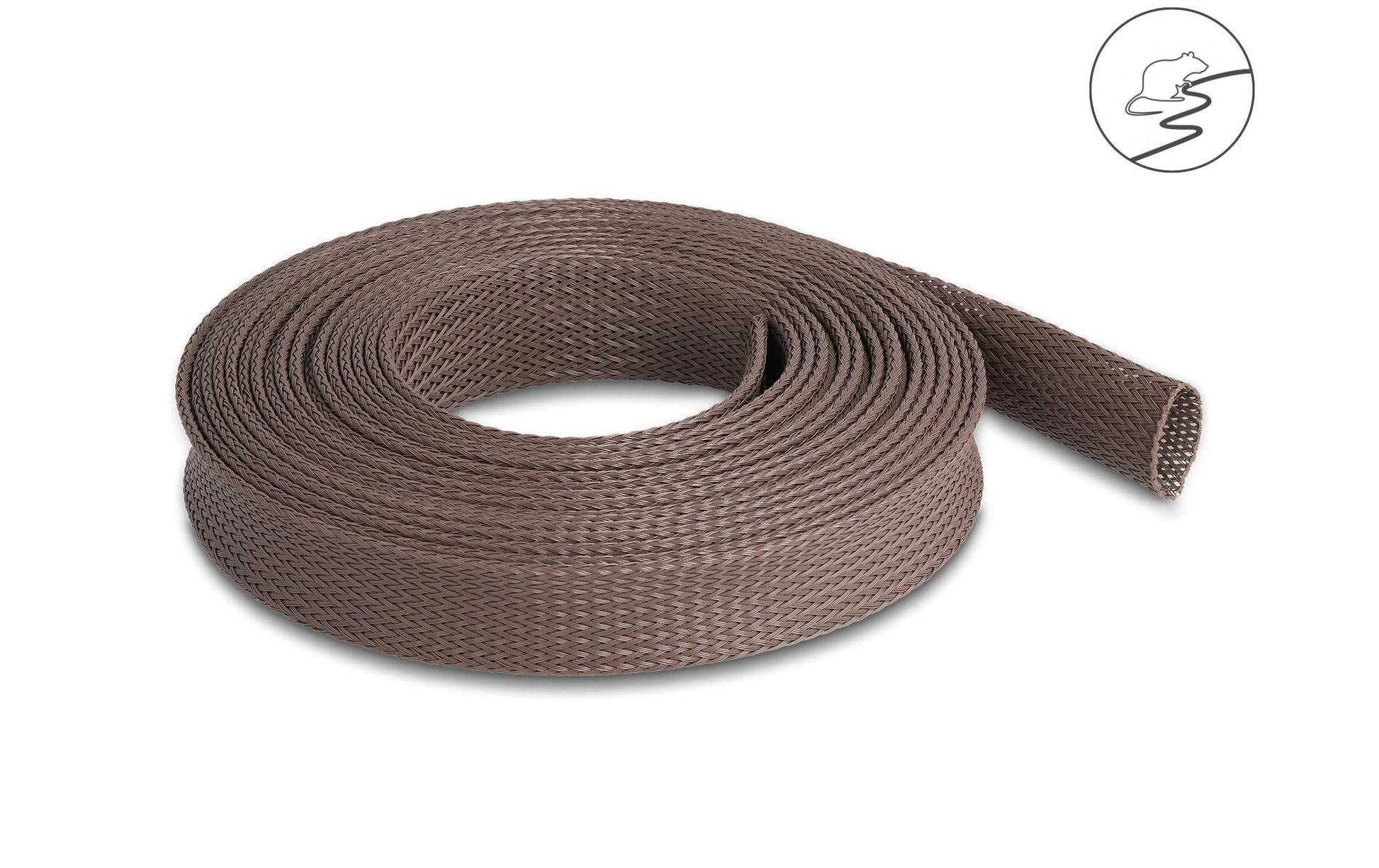 DeLOCK Kabelschlauch Ø 18–33 mm × 5 m, elastisch – Braun