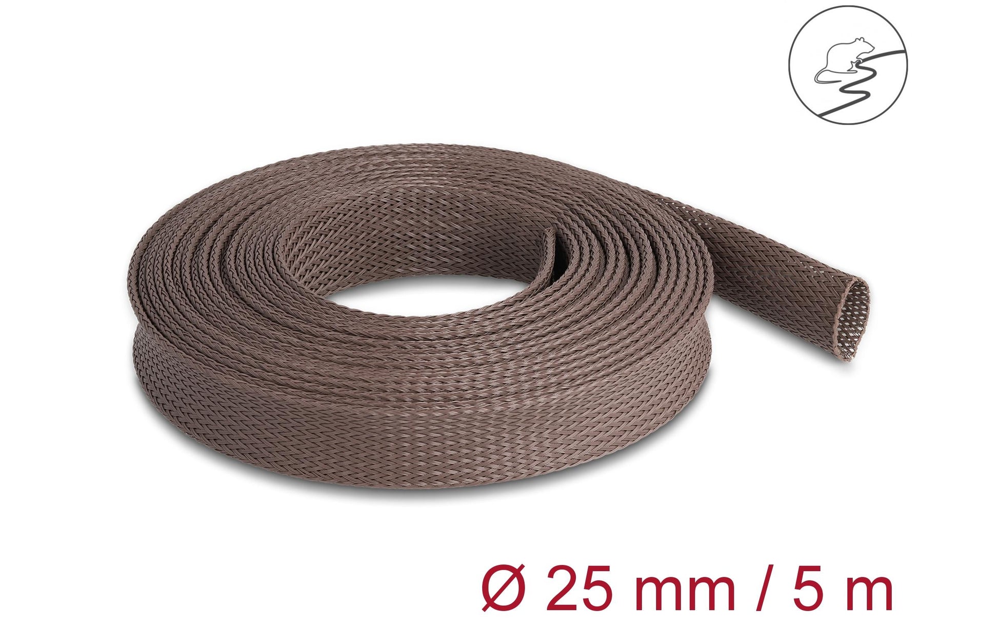 DeLOCK Kabelschlauch Ø 18–33 mm × 5 m, elastisch – Braun
