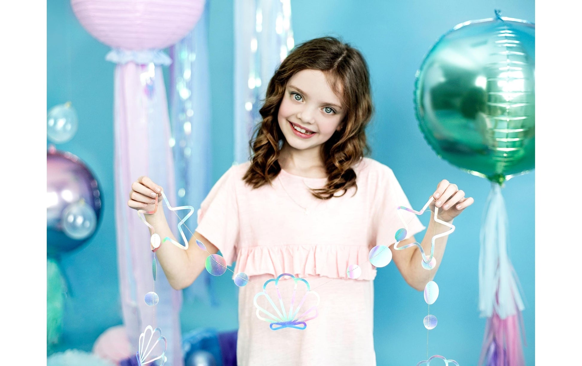 PartyDeco Girlande Meerjungfrau – Blau – 1,65 m – Papier – 1 Stk