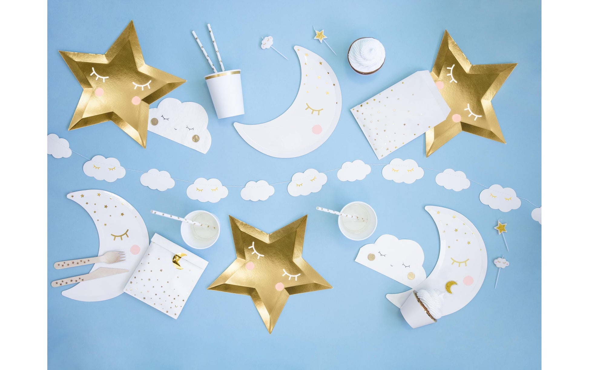PartyDeco Servietten Wolke, Papier, 16 × 9,5 cm – 20 Stk.
