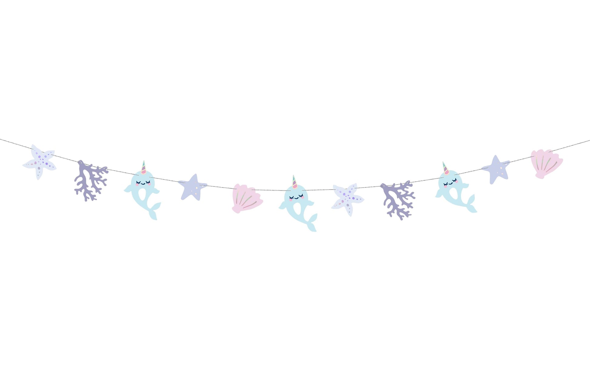 PartyDeco Girlande Narwal – Mehrfarbig – 100 cm – 1 Stk