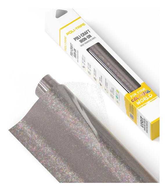 Poli-Tape Aufbügelfolie (HTV), Geflockt, Mehrfarbig, Glitzer, 30,5 cm × 61 cm, 1 Rolle