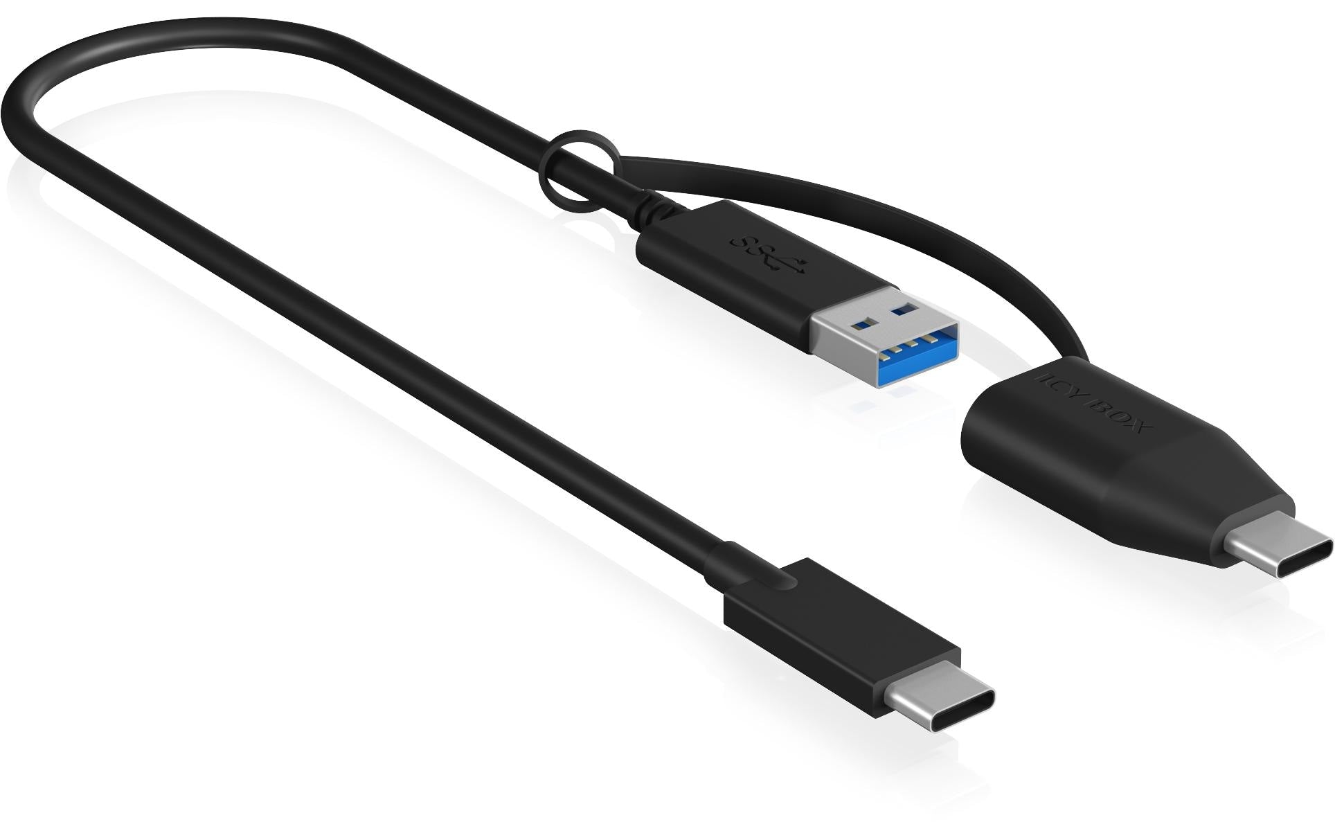 ICY BOX USB-C auf USB-A Kabel – USB 3.2 Gen 2 (10 Gbit/s) – 0,35 m – Schwarz