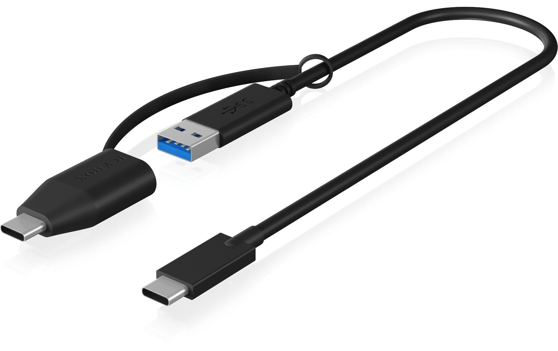 ICY BOX USB-C auf USB-A Kabel – USB 3.2 Gen 2 (10 Gbit/s) – 0,35 m – Schwarz