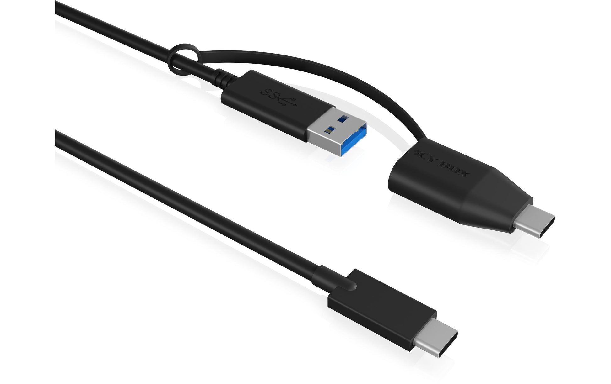 ICY BOX USB-C auf USB-A Kabel – USB 3.2 Gen 2 (10 Gbit/s) – 0,35 m – Schwarz