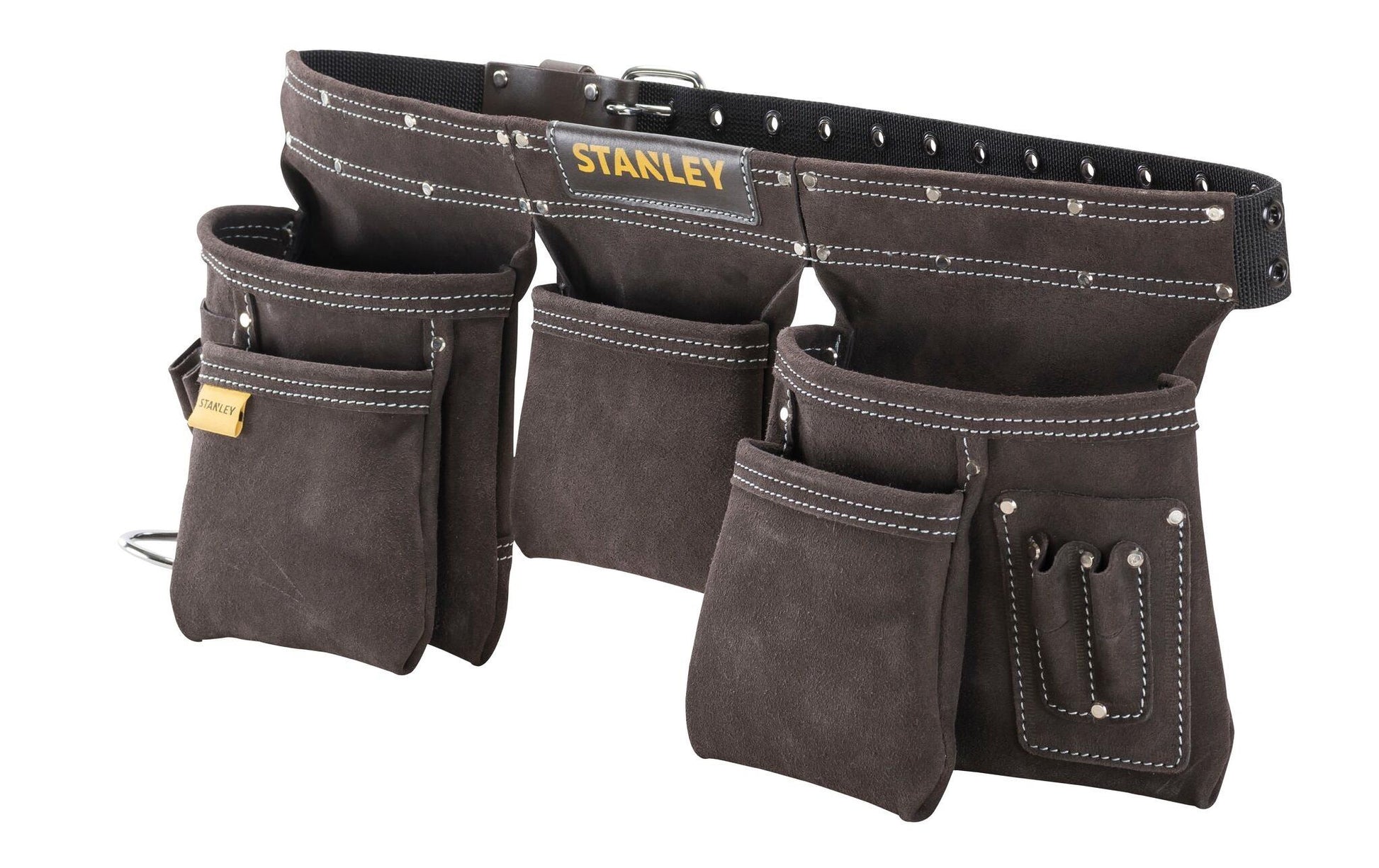 Stanley Werkzeuggurt, 90 × 1450 × 260 mm, Büffelleder, Schwarz, 5 Fächer, 1 Hammerschlaufe, Schnalle, 1 Stück