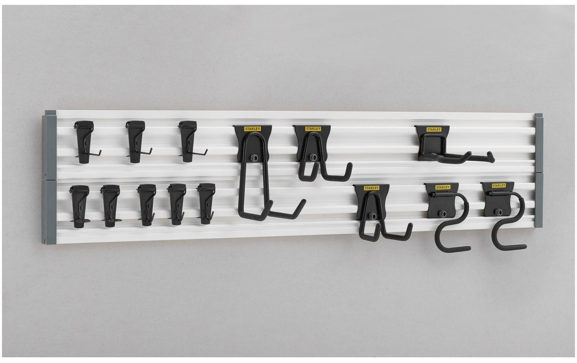 Stanley Wandsystem Trackwalls Set, Stahl, Schwarz, Wandmontiert, 14 Haken, Belastbarkeit 143 kg