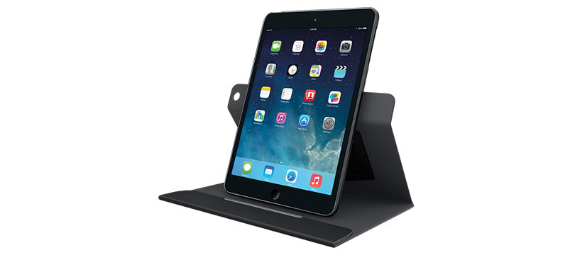 Logitech Turnaround Folio – iPad mini, Schwarz, Mikrofaser/Polycarbonat/Polyurethan