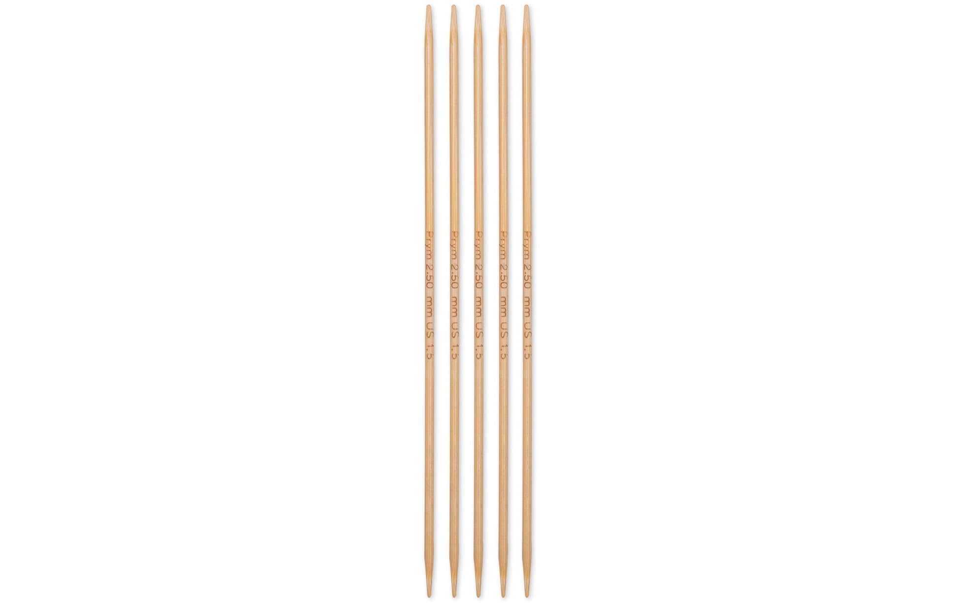 Prym 1530 Strumpfstricknadel 2,5 mm – 15 cm, Bambus, 5 Stk.