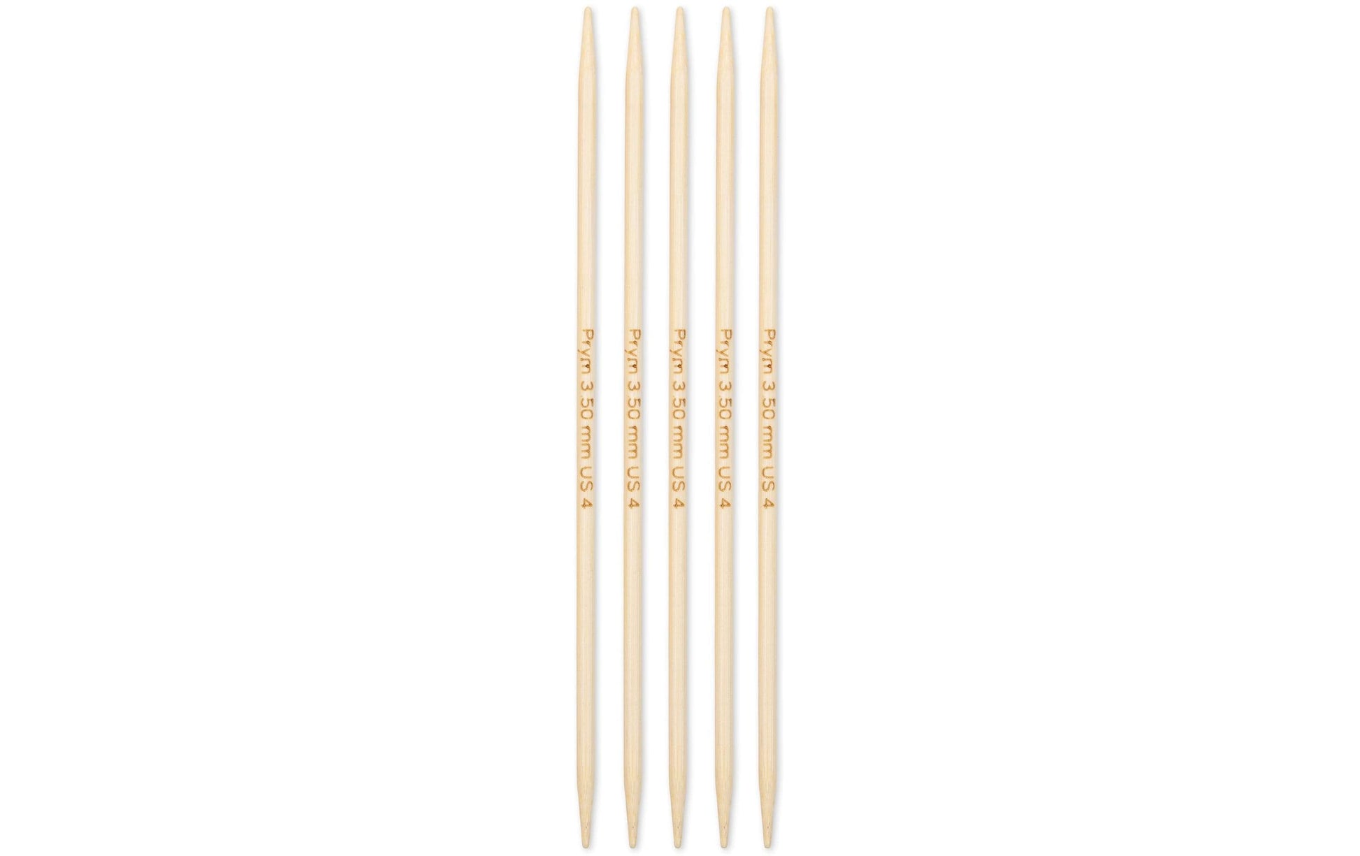Prym 1530 Doppelspitz-Strumpfstricknadeln Natur – Ø 3,5 mm, 15 cm, Bambus, 5 Stk.