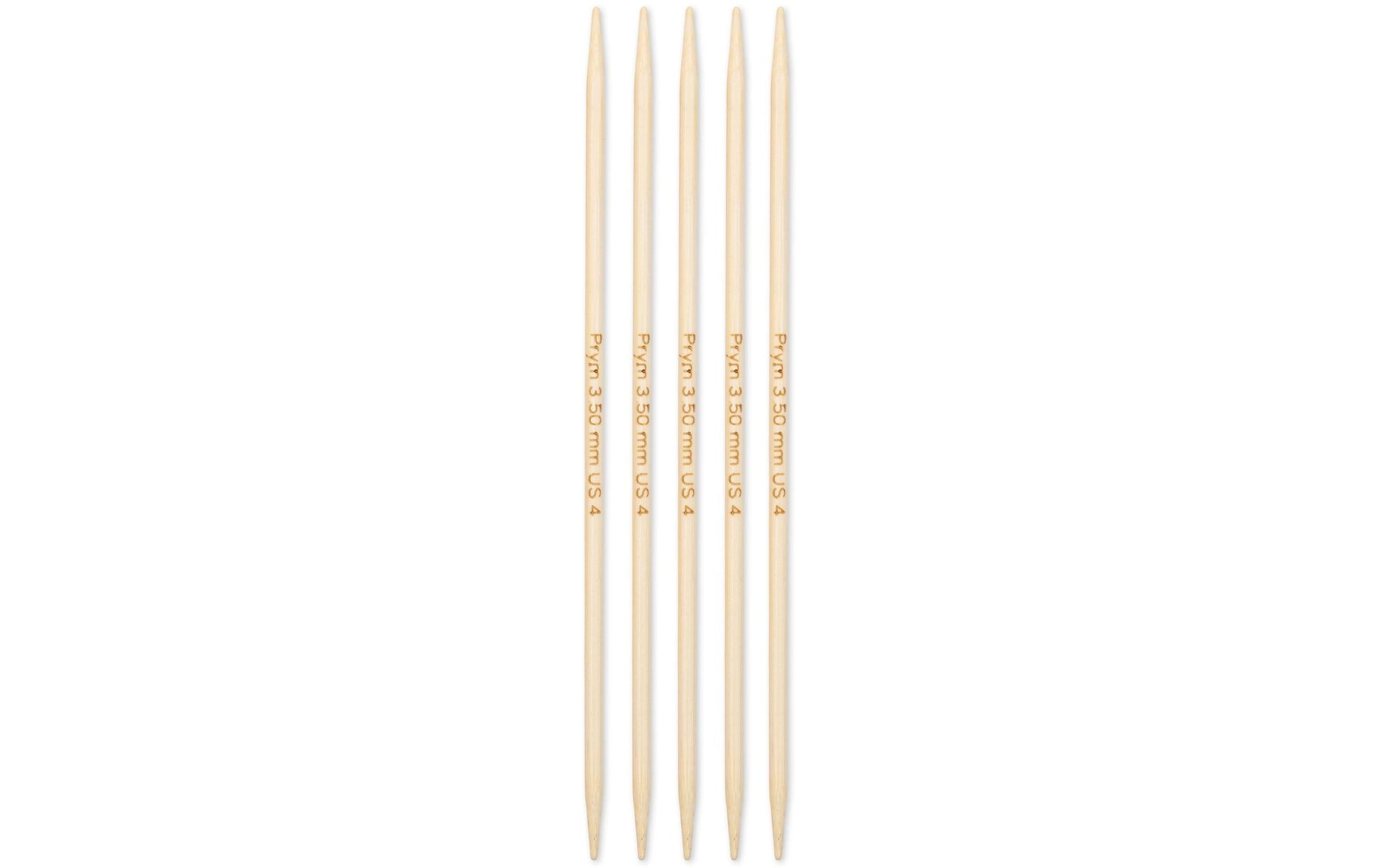 Prym 1530 Doppelspitz-Strumpfstricknadeln Natur – Ø 3,5 mm, 15 cm, Bambus, 5 Stk.
