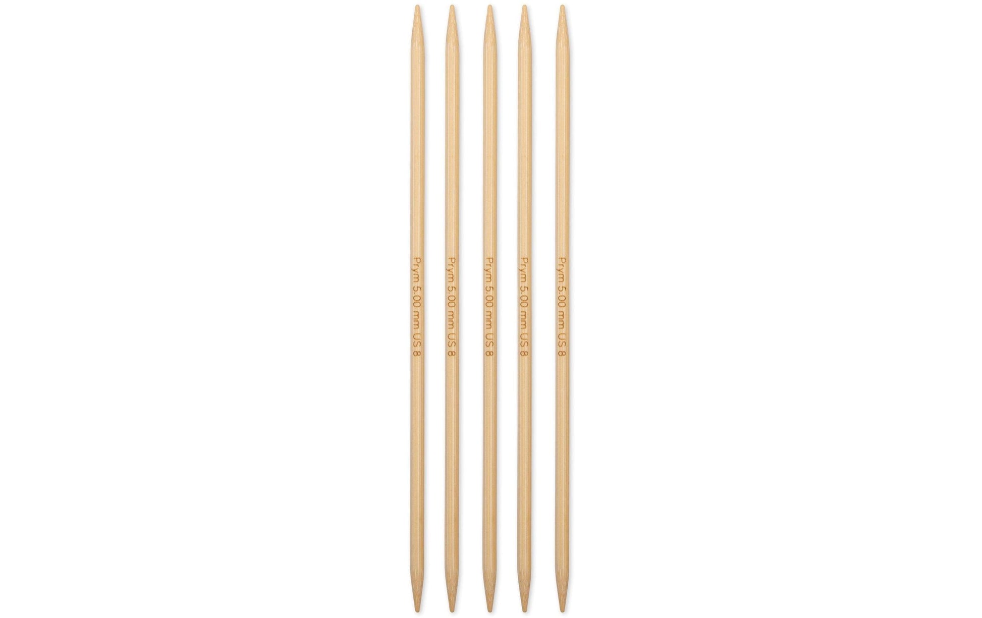 Prym 1530 Strumpfstricknadeln Natur – 5 mm, 20 cm, Bambus, 5 Stk.