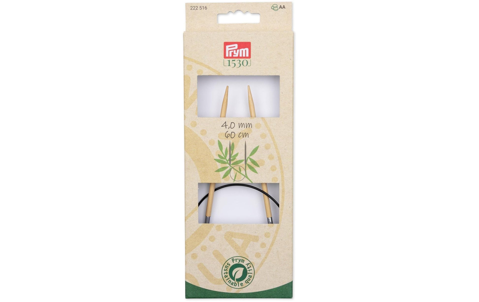 Prym 1530 Rundstricknadel 4 mm – 60 cm, Bambus, 1 Stk.