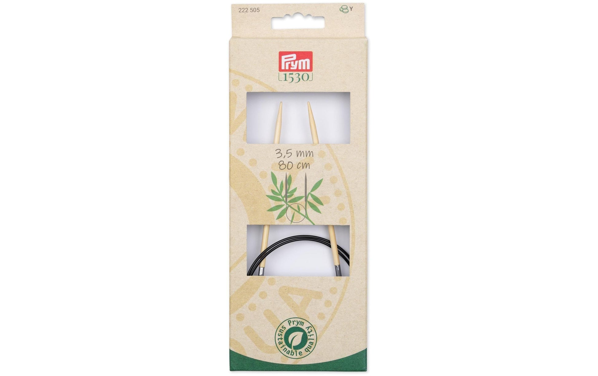 Prym 1530 Rundstricknadel 3,5 mm – 80 cm, Bambus, 1 Stk.