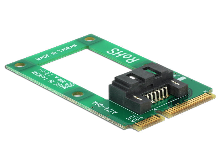 DeLOCK 95240 Adapter mSATA zu SATA – 3,5" Formfaktor, 30 × 51 × 6 mm, inkl. 2 Schrauben, Grün